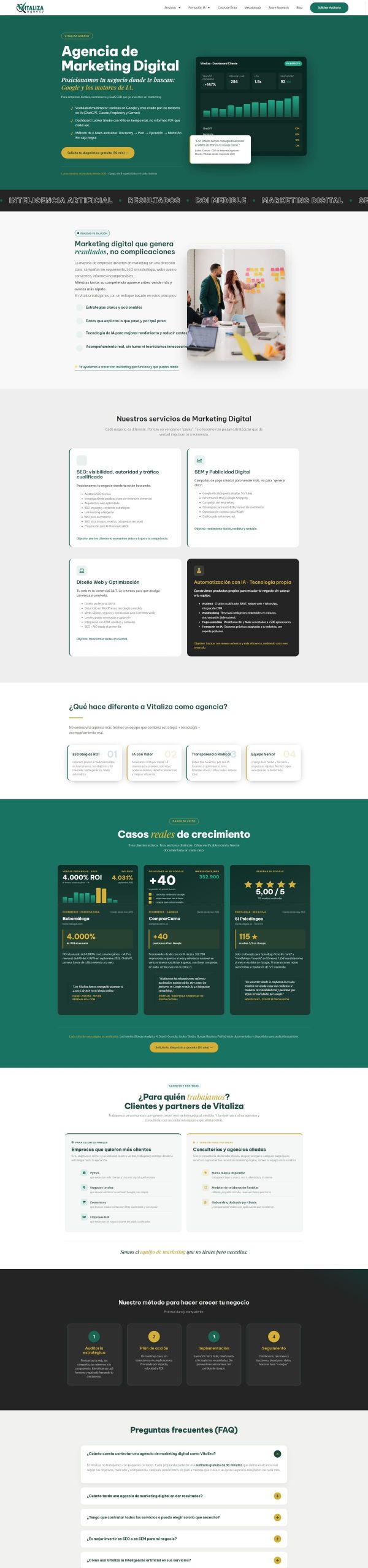 Diseño web de Vitaliza Agency